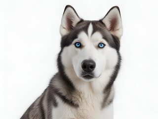 Fototapeta premium siberian husky dog on white background