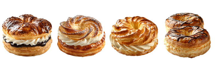 Set of Choux pastry isolated on transparent png background