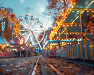 Vibrant Autumn Fair with Carnival Rides and Festive Celebrating the Season