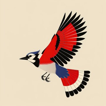 red and blue bird in flight clip art preview