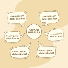 Hand Drawn Speech or Chat Bubbles for Infographic Design with Replaceable Text.