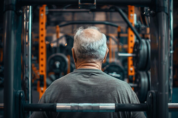 Fototapeta premium Beautiful elderly people attending gym having healthy lifestyle way of life, modern indoors sports space, Generative AI
