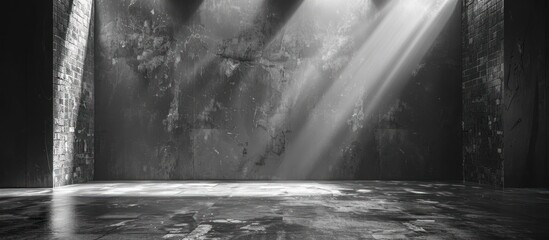 Grungy Concrete Room with Dramatic Lighting