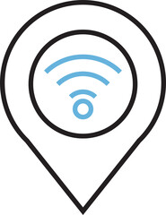 Wifi Area Map Pin Line Icon