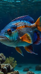 Fototapeta premium Colorful Fish, Underwater Picture, Blue Water