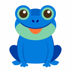 create us a cute cartoon frog with big blue eyes