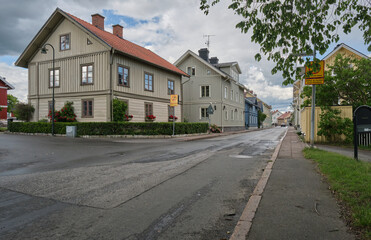 Day trip on a cloudy summer day to the town of Hjo on Lake Vaettern, Sweden's second largest lake