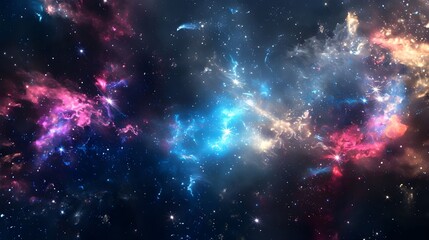 Naklejka premium Colorful space-themed artwork with stars and nebulae 