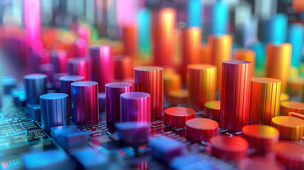 Online marketing data visualized in a business analytics report, 3D render,