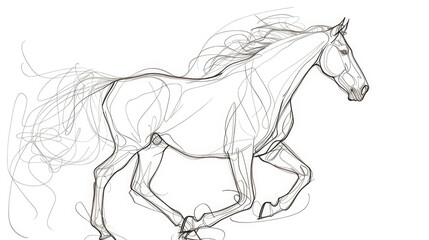 pencil line drawing of a horse on white background