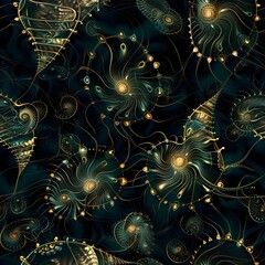 Bioluminescent Ethereal Seashells with Steampunk Mechanisms and Moody Cinematic Lighting