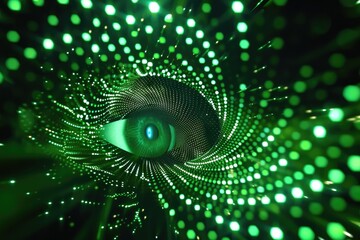 Green Digital Eye in Futuristic Design