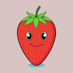 cute smiling strawberry  vector illustration