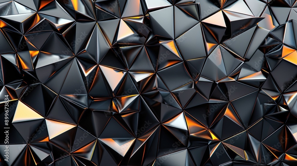 Aufkleber abstract 3d geometric wallpaper with complex polygon patterns and metallic textures
