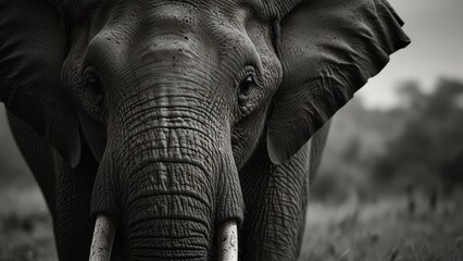 Majestic Elephant Portrait in Monochrome