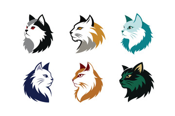 Logo sets of Persian cats, labeled vector art primitive, low, medium, high, extreme design illustration.