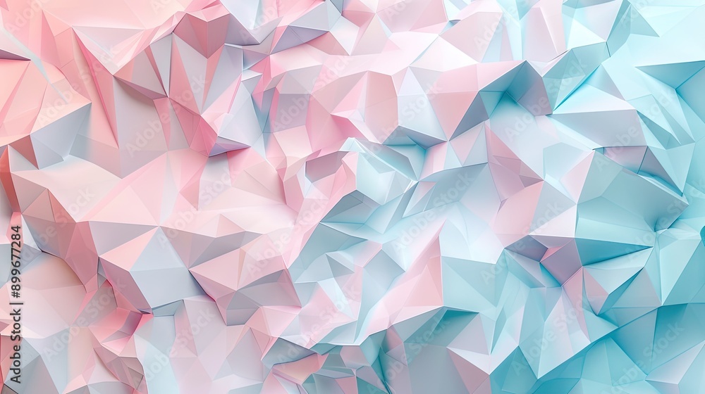 Poster minimal 3d polygon background with soft pastel tones and smooth surfaces