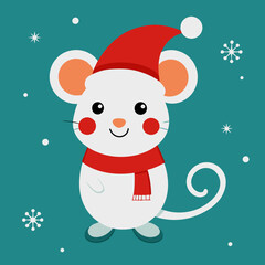 happy new year and merry christmas cute mouse vector illustration