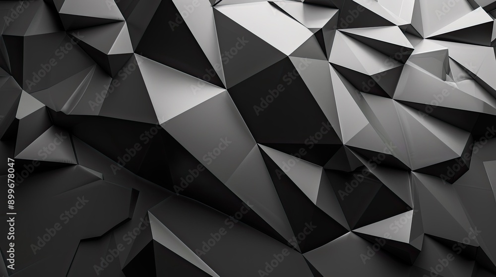 Poster monochromatic 3d geometric background with clean, sharp polygonal edges