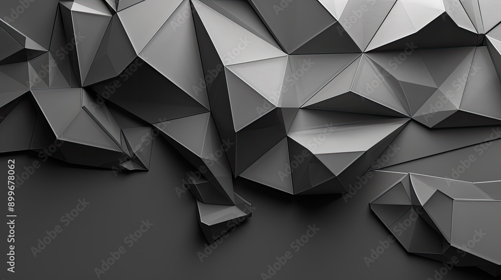 Poster monochromatic 3d geometric background with clean, sharp polygonal edges