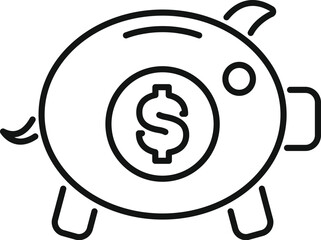 Simple piggy bank icon with a dollar sign representing saving money