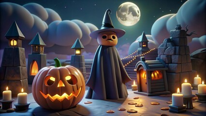 halloween background with pumpkin and ghost pumpkin