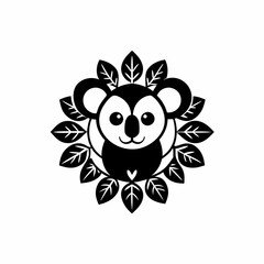 Mandala design of a koala with eucalyptus motif