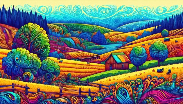 thei painting art of the village view
