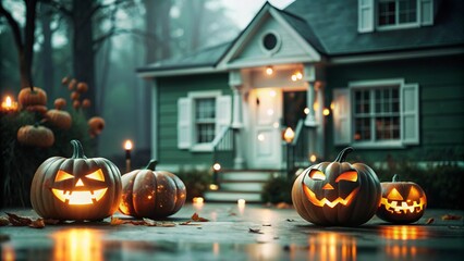 Fototapeta premium halloween pumpkin lantern