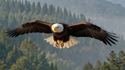 Obraz premium Majestic Bald Eagle in Flight