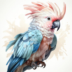 Fototapeta premium Watercolor Cockatoo, clipart Illustration, Generative Ai