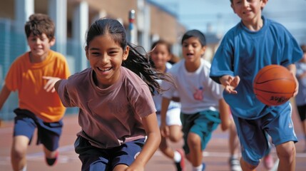 Fototapeta premium Students practicing sports in a physical education class, highlighting the importance of physical activity in schools