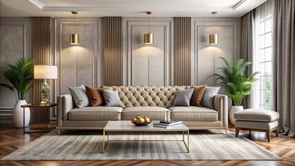Modern living room featuring a luxury sofa, luxury, modern, living room, comfortable, elegant, stylish