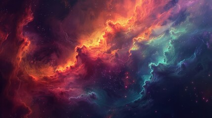 Mystical Cosmic Nebula - Vibrant Space Fantasy in Digital Art Creation