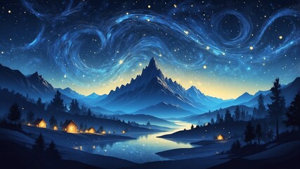 blue starry night abstract background art design