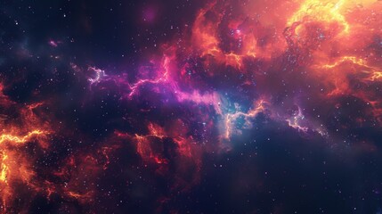 Cosmic Dreamscape - Vibrant Fantasy Nebula in Space Colors, Abstract Digital Art Exploration of the Universe