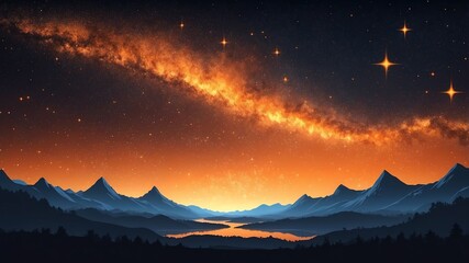 Naklejka premium orange starry night abstract background art design