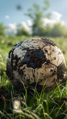 Obraz premium realistic high-resolution photo of soccer ball, with detailed background