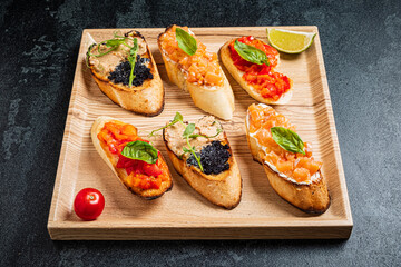 canape with fish and caviar