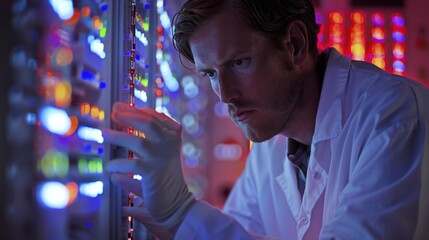 Obraz premium A researcher working on a genetic analysis, highlighting advances in genomics