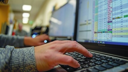 A researcher inputting data into a spreadsheet on a desktop computer, highlighting the importance of accurate data entry
