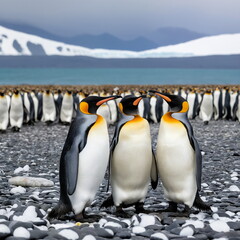 Three king penguins