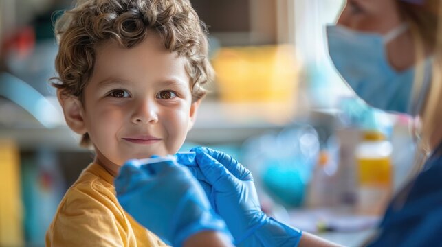 A nurse administering a rapid strep test to a child, emphasizing pediatric care and diagnostics