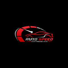 Auto car speed logo design vector template