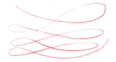 Red pencil strokes in simple style, isolated on transparent background.