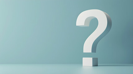 a question mark standing prominently against a soft blue background