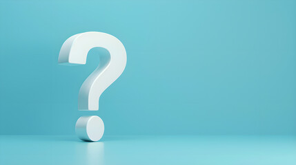 a question mark standing prominently against a soft blue background
