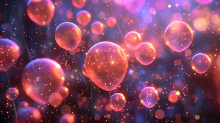 bright inflatable balloons, festive candies, stars