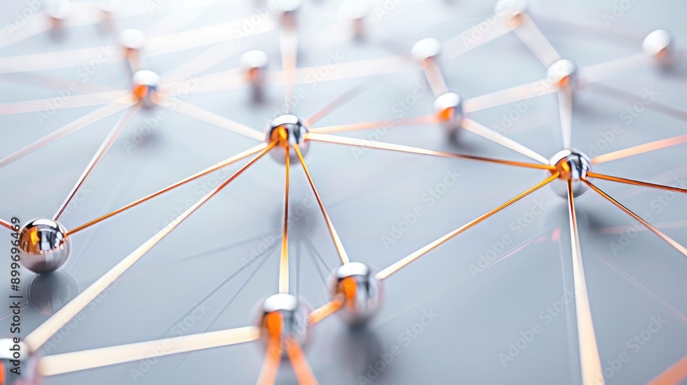 Poster connected dots and lines forming a network, symbolizing teamwork and communication.