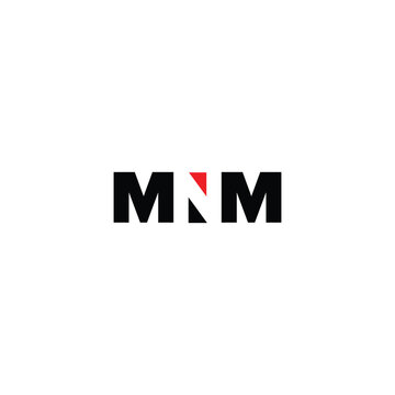 MNM creative vector modern letter flat monogram negative space logo design with White background